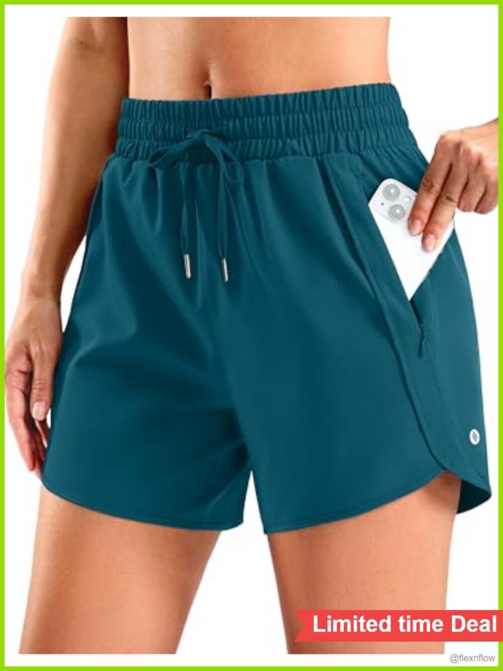 Women's Athletic Running Shorts 5 Inch Inseam Zip Pockets Drawstring